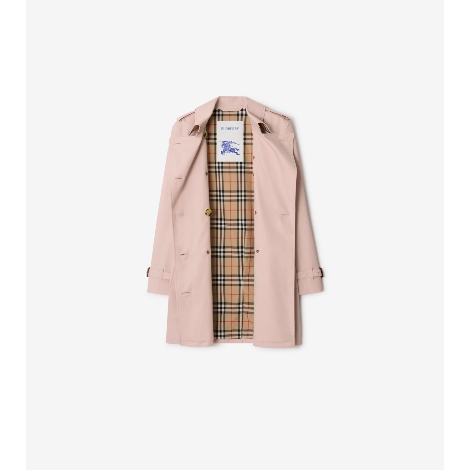 Short Tropical Gabardine Kensington Trench Coat in Pale sugar pink