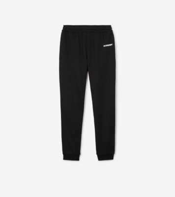 Cotton Jogging Pants in Black Men Burberry Official