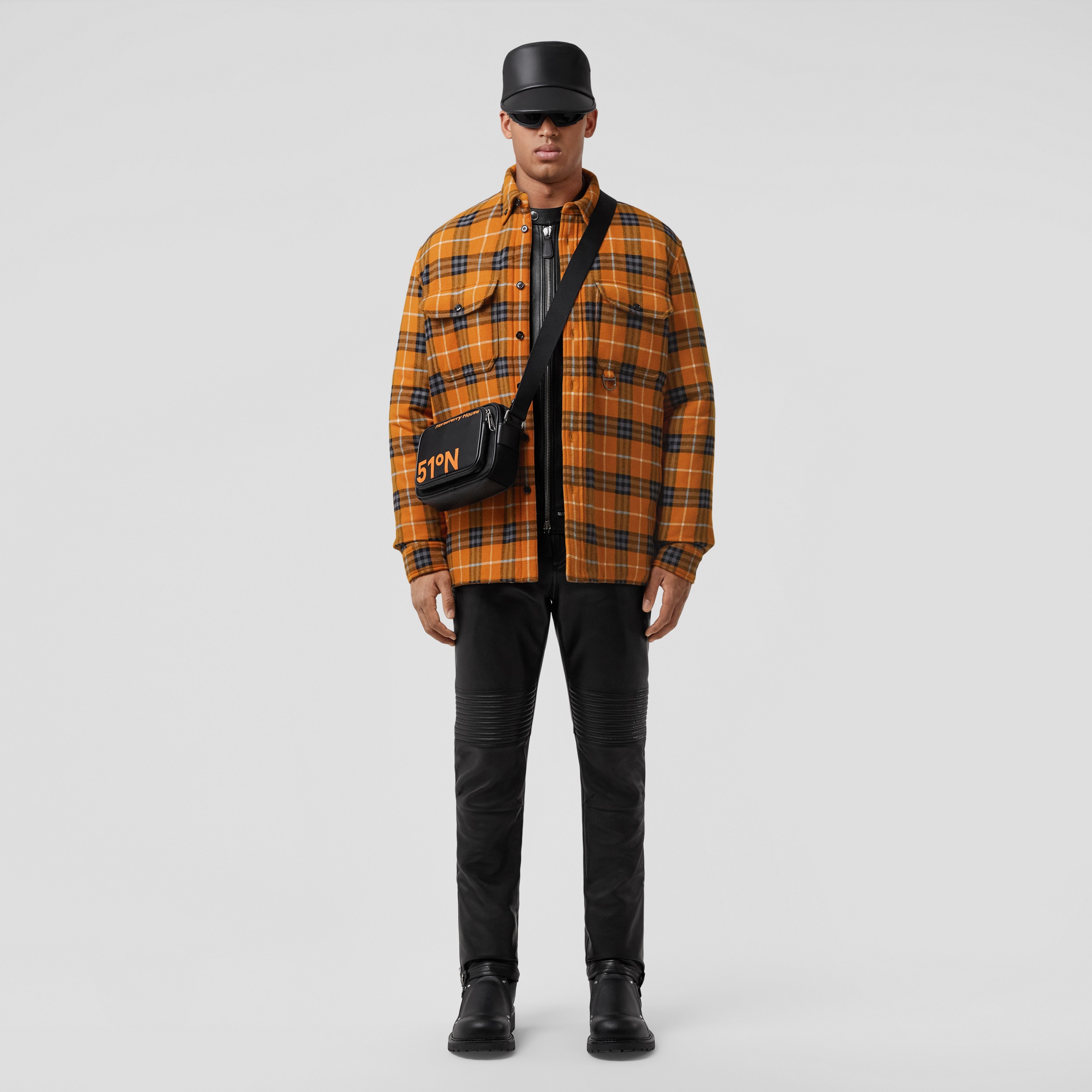Check Wool Cotton Flannel Overshirt in Deep Ginger - Men | Burberry® Official - 1