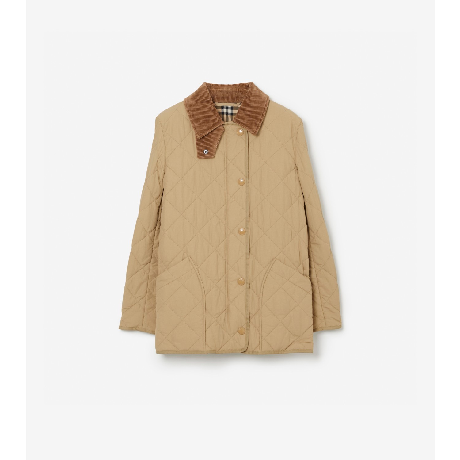 Quilted Thermoregulated Barn Jacket in Honey - Women | Burberry