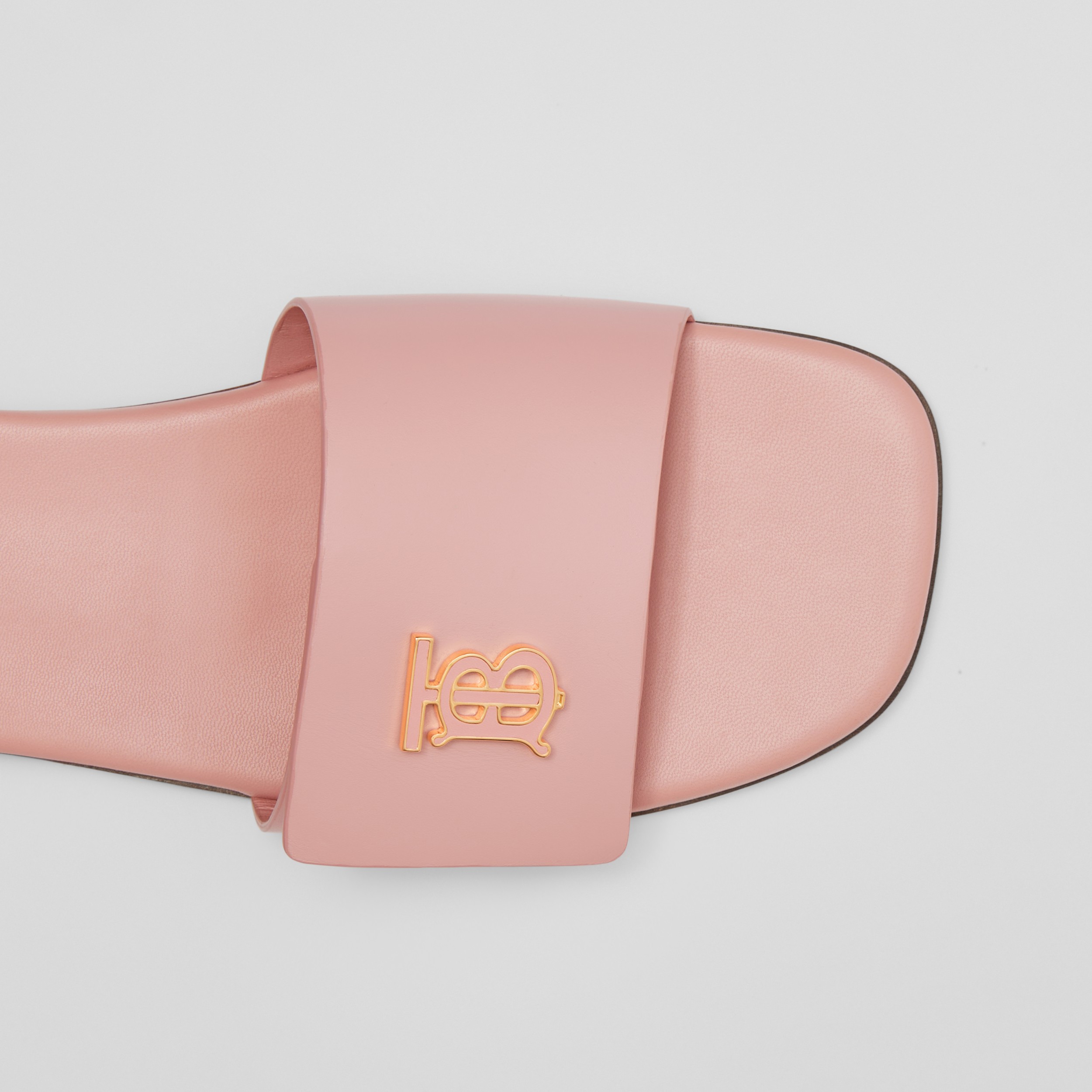 Monogram Motif Leather Slides in Dusky Pink - Women | Burberry® Official