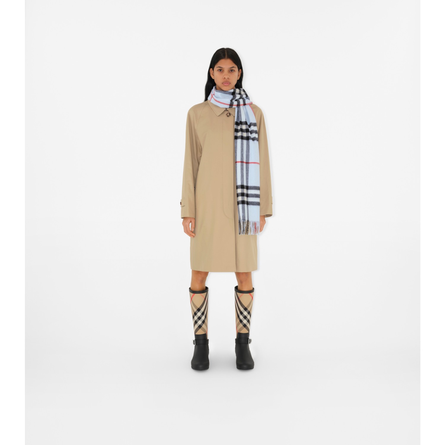 Check Cashmere Scarf in Pale blue Burberry Official