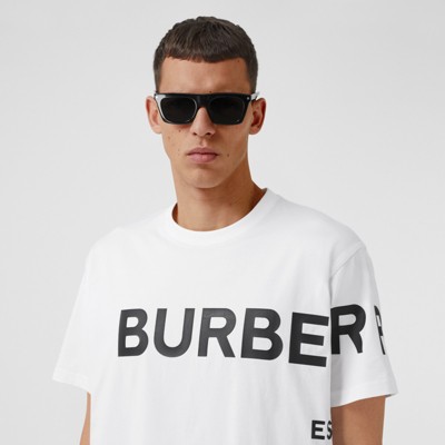 Horseferry Print Cotton Oversized T-shirt in White - Men | Burberry®  Official