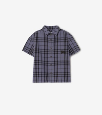 Check Cotton Chambray Shirt Damson blue black ®