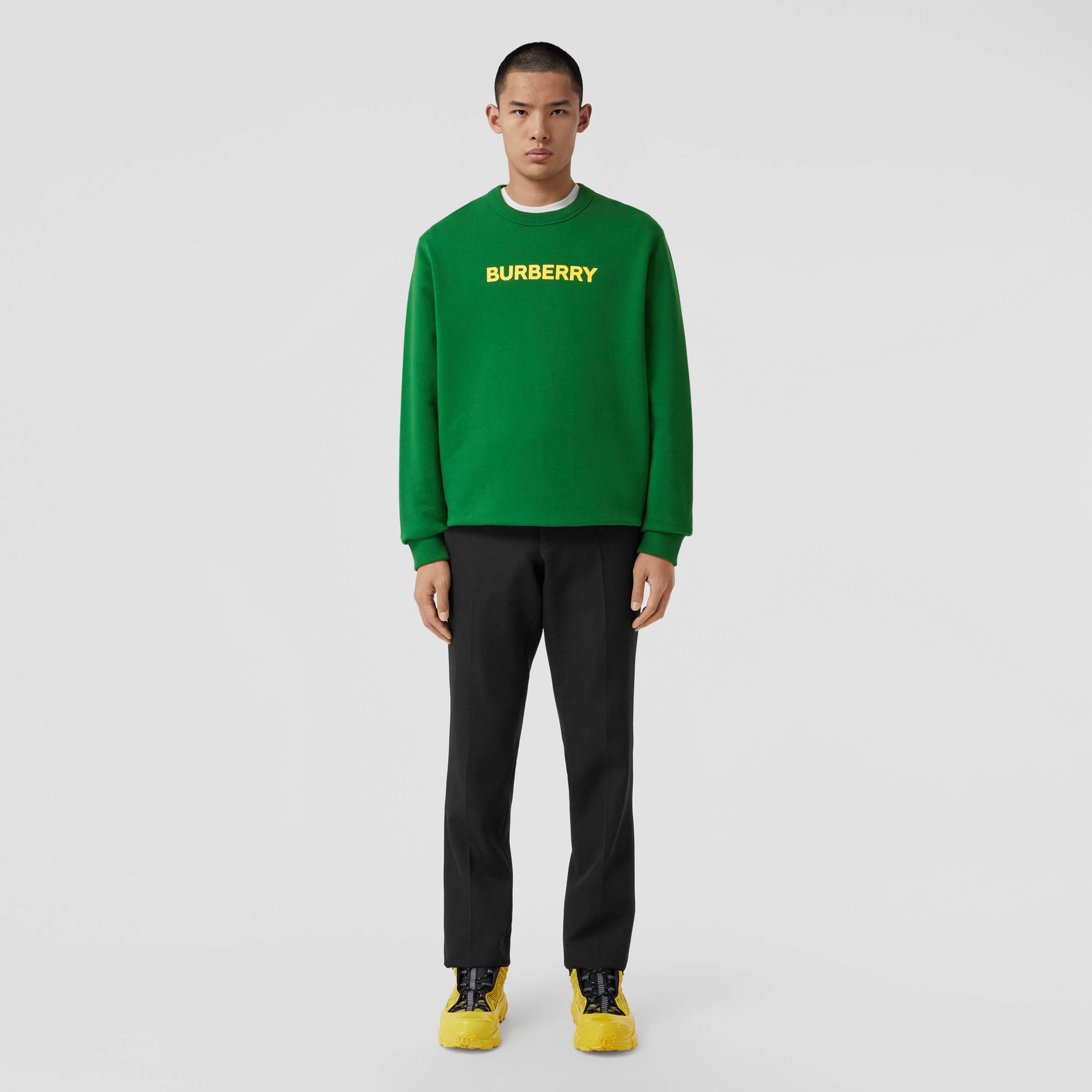 Logo Print Cotton Sweatshirt in Ivy Green - Men | Burberry® Official - 1