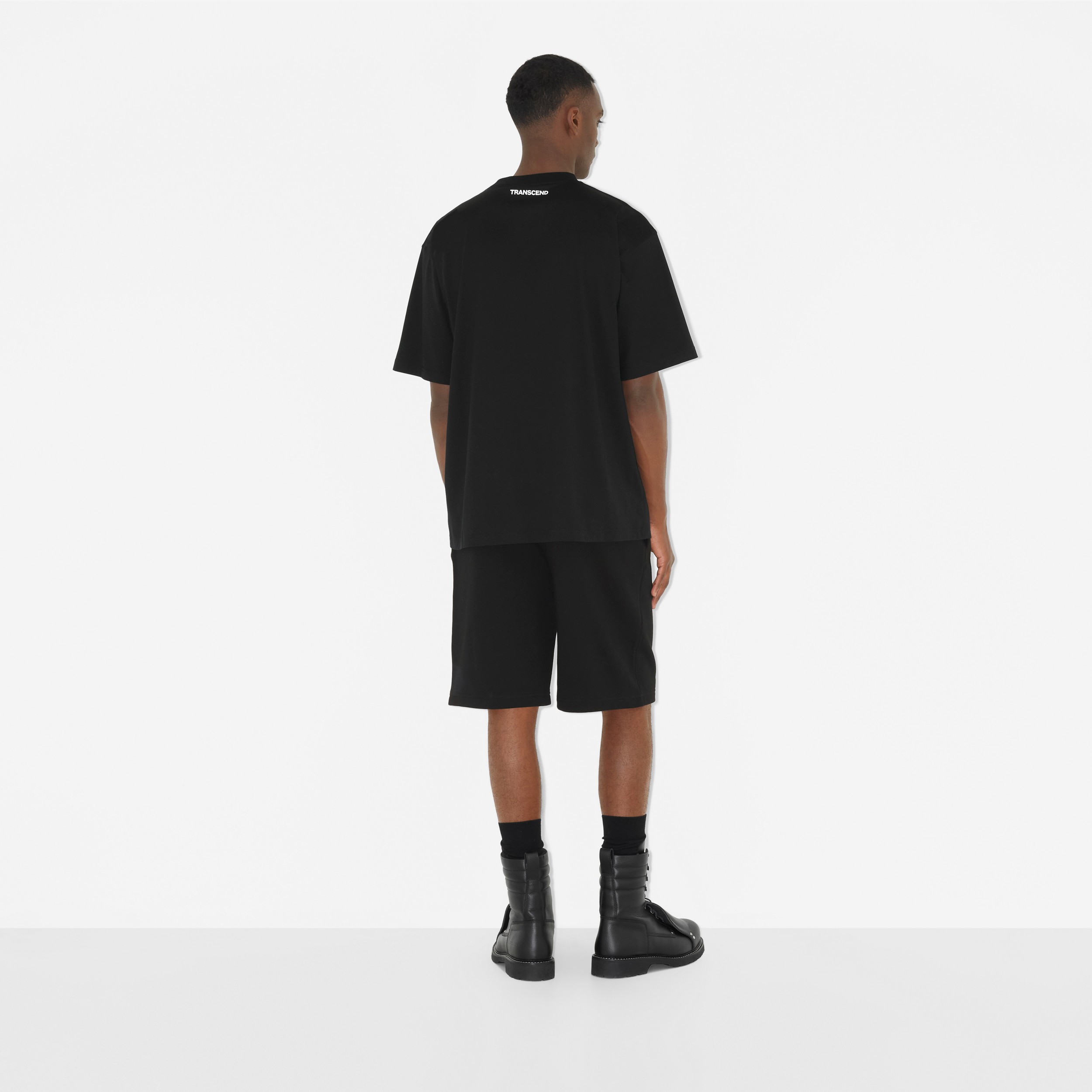 Logo Print Cotton Shorts in Black - Men | Burberry® Official - 4