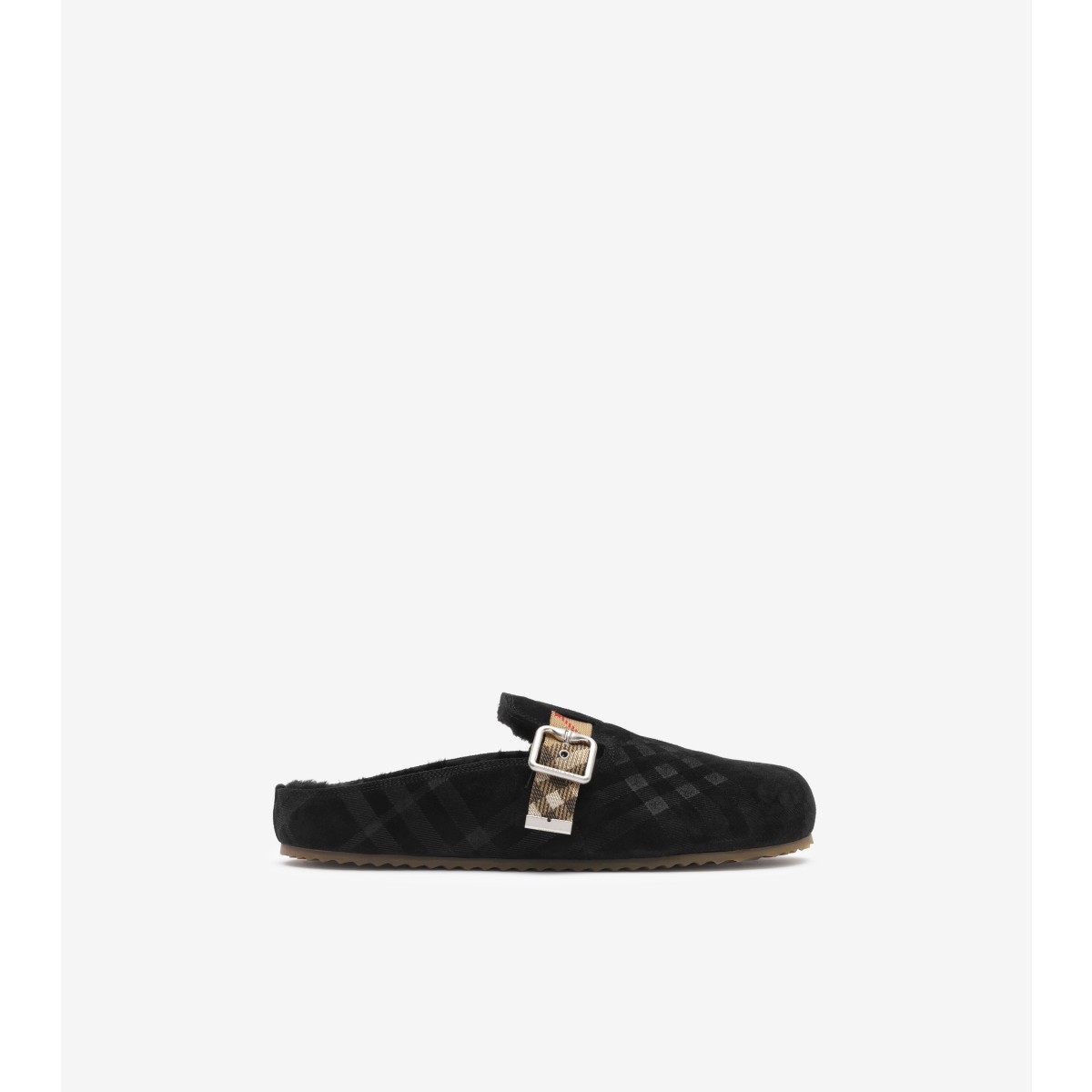  Check Shearling Urchin Clogs