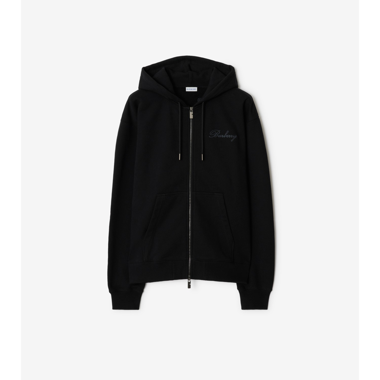 Check Cursive Logo Cotton Zip Hoodie