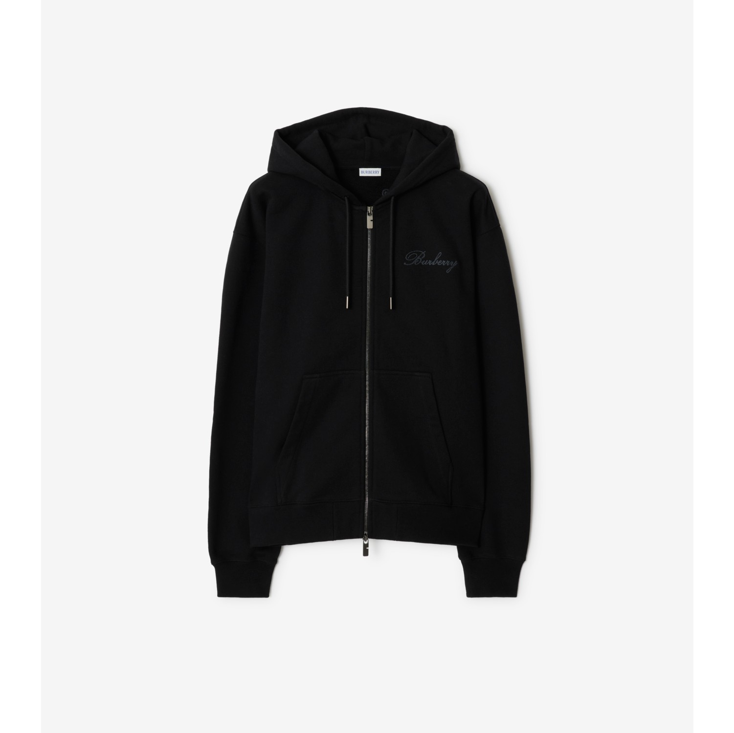 Check Cursive Logo Cotton Zip Hoodie