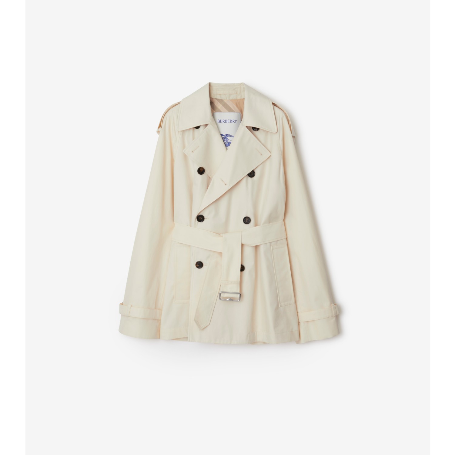 Trench coat corto en gabardina Calico Mujer Burberry oficial