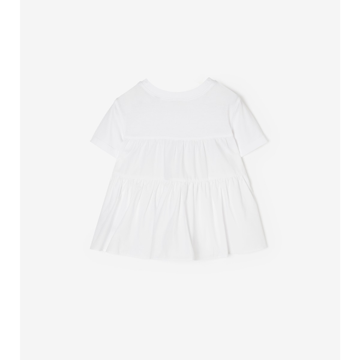  Embroidered Peplum Hem Cotton T-shirt