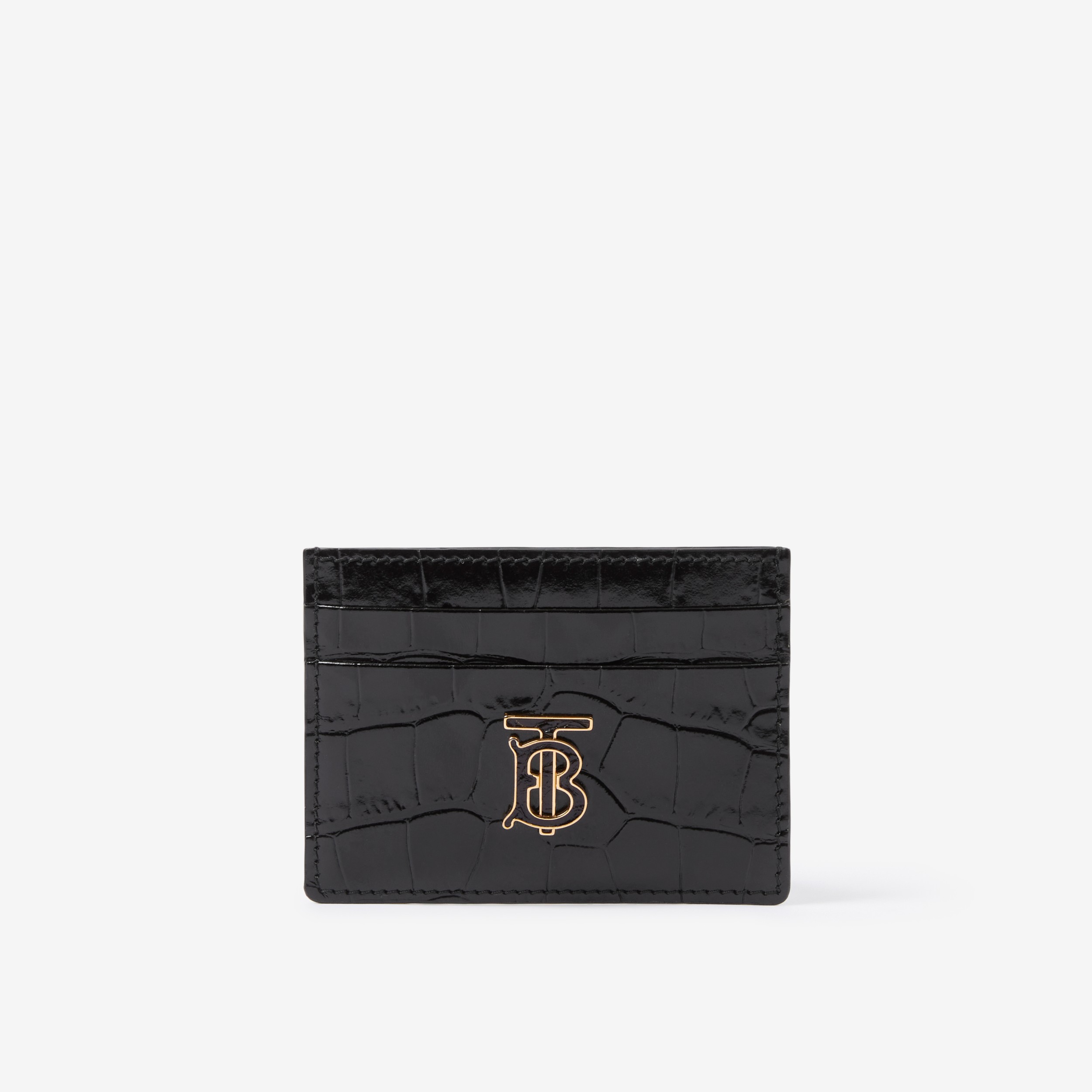 Embossed Leather TB Card Case in Black - Women | Burberry® Official