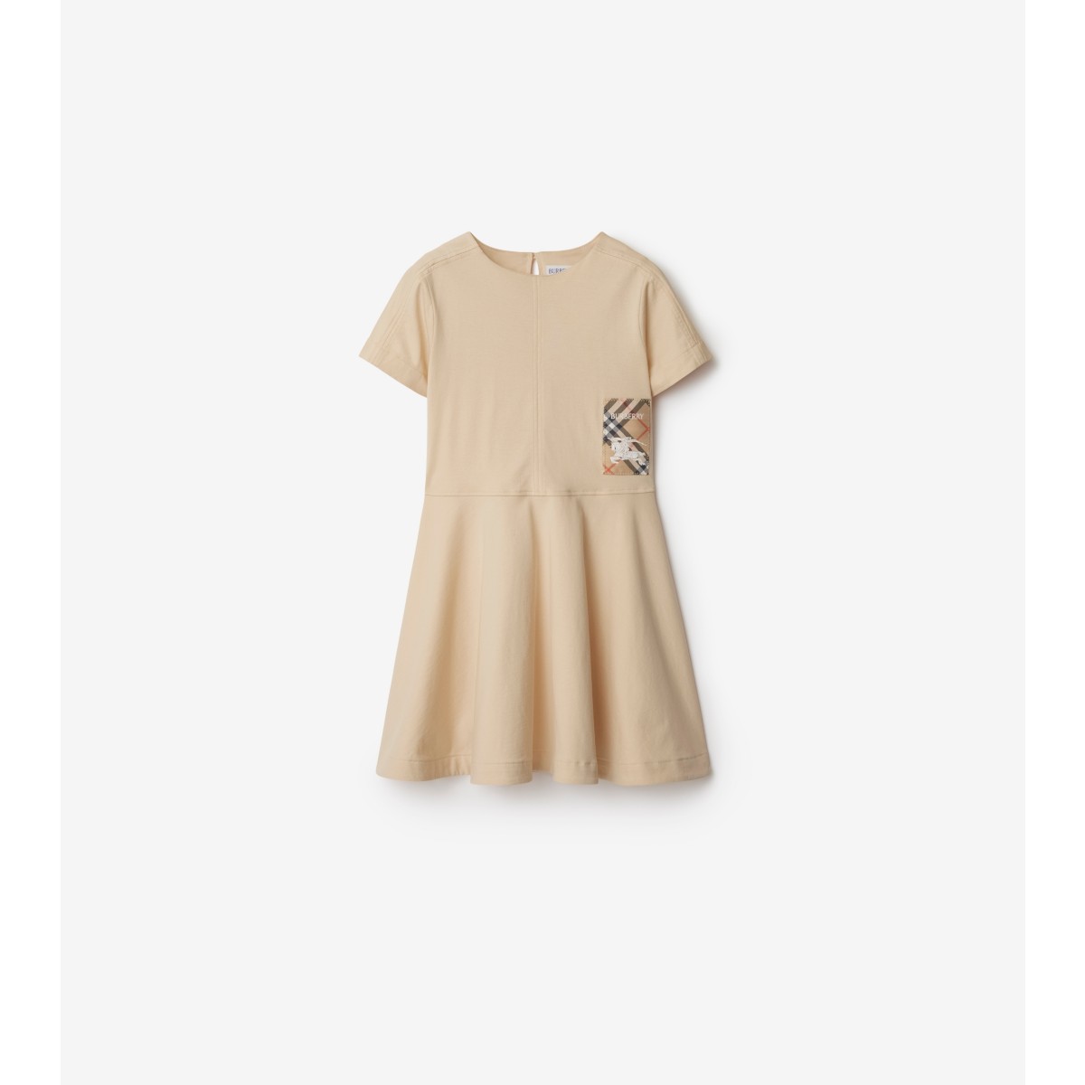 Burberry Check Label Cotton Dress In Calico