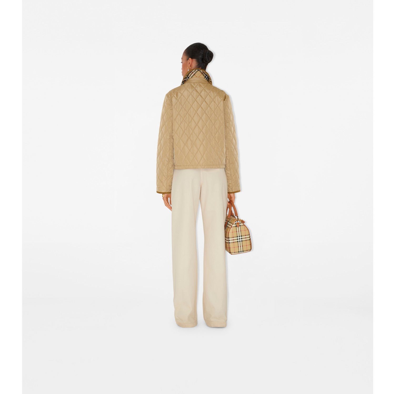 Giacca cropped in nylon trapuntato