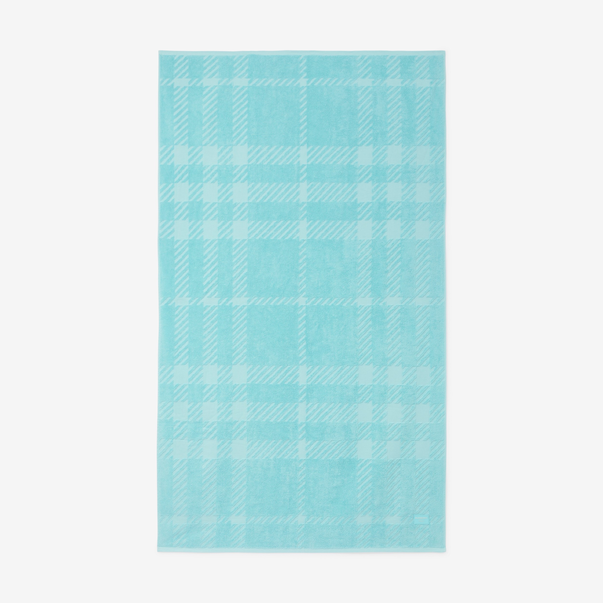 Check Cotton Jacquard Towel in Bright Topaz Blue | Burberry® Official - 1