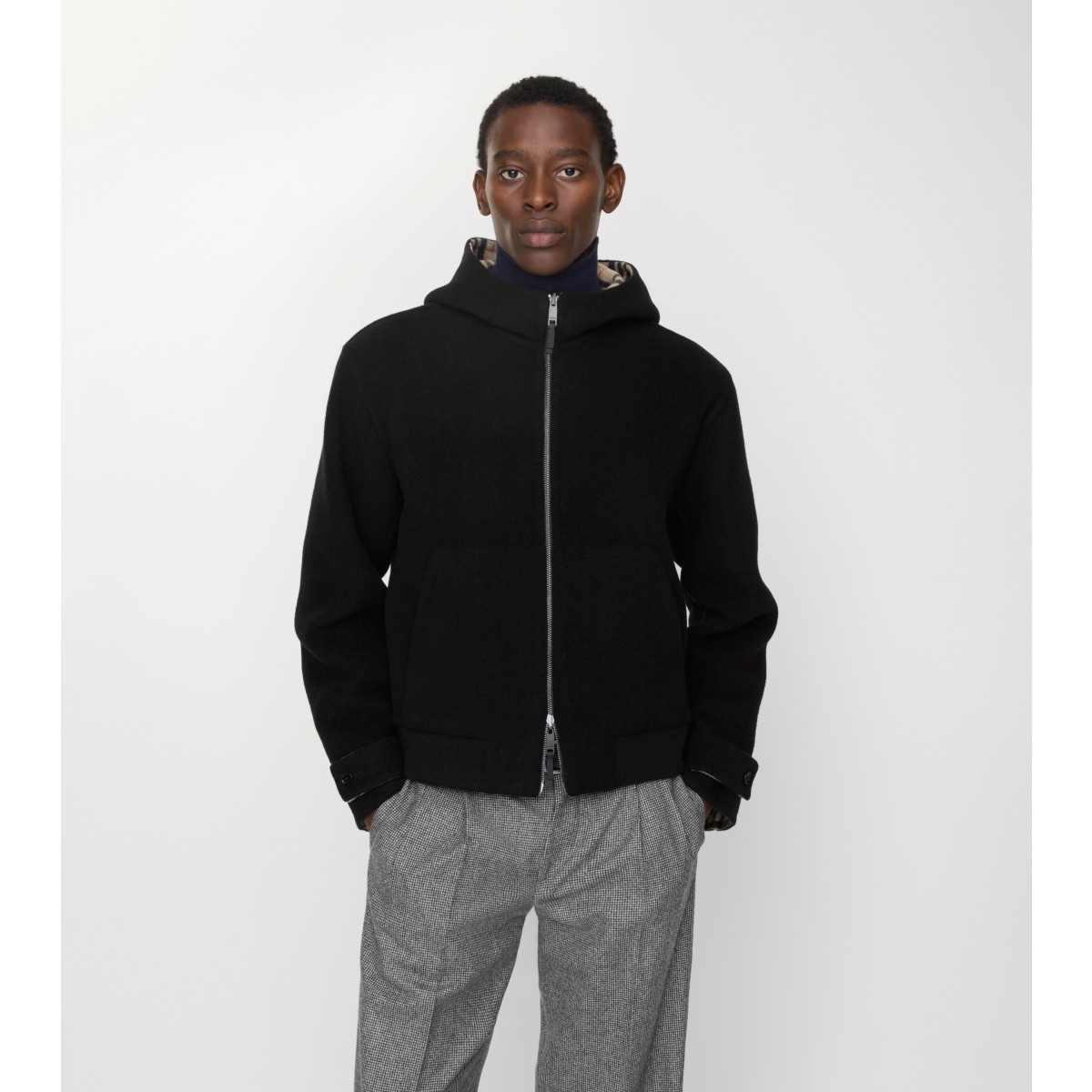  Check Reversible Hooded Jacket