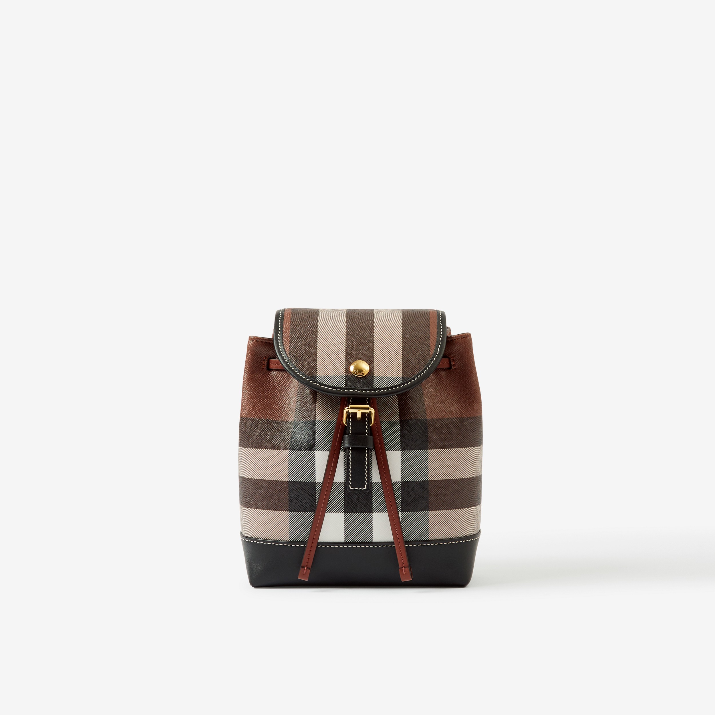 Check Micro Backpack in Dark Birch Brown - Women | Burberry® Official - 1