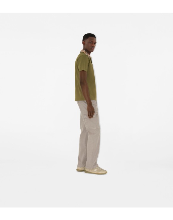 Check Collar Cotton Polo Shirt