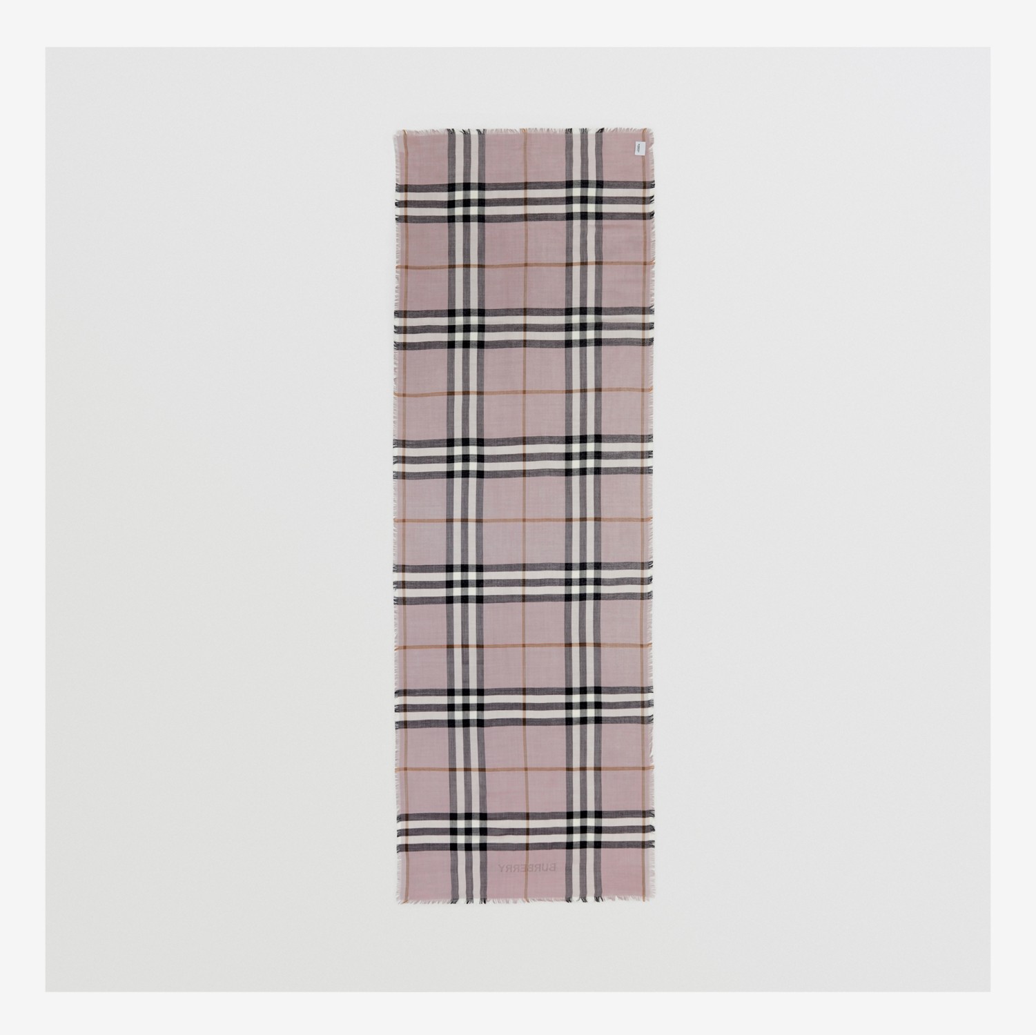 Check Lightweight Wool Silk Scarf in Grey/pale Candy Pink | Burberry® Official