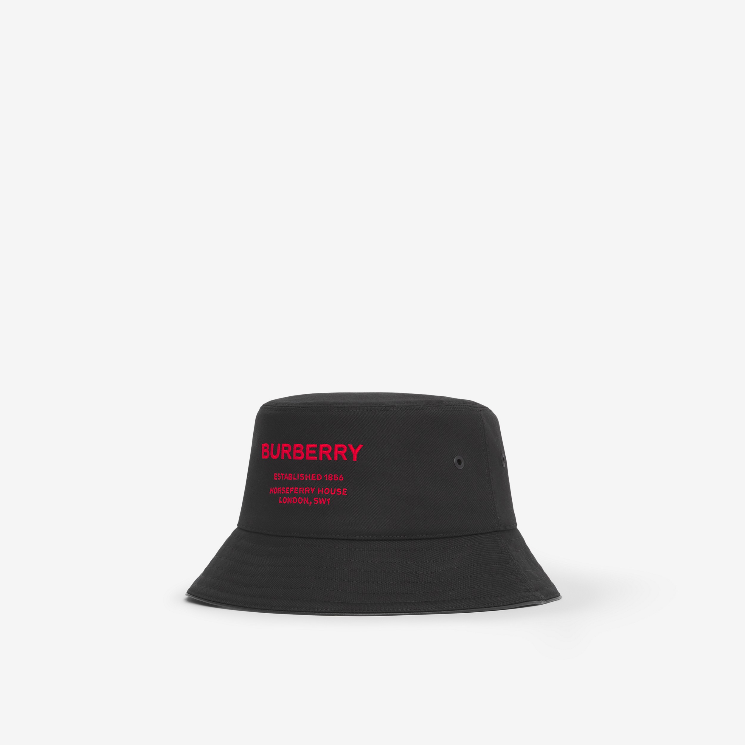 Horseferry Motif Cotton Bucket Hat in Black | Burberry® Official - 2