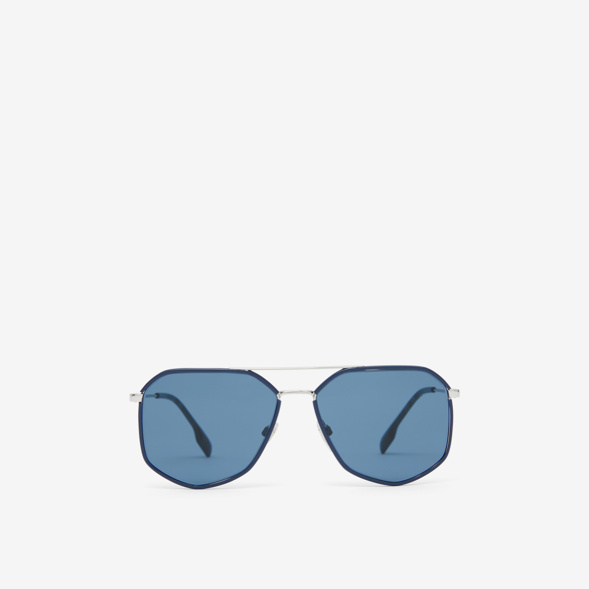 Sonnenbrille mit geometrischer Fassung (Silberfarben-blau) - Herren | Burberry® - 1