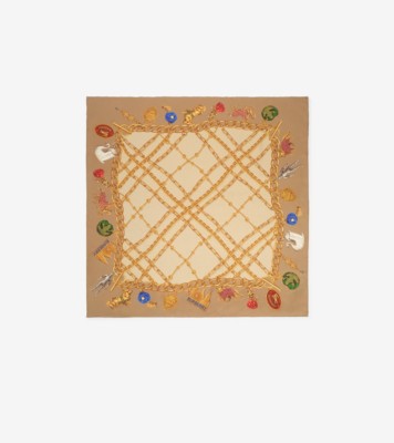 Check Charm Silk Scarf in Finch beige | Burberry® Official
