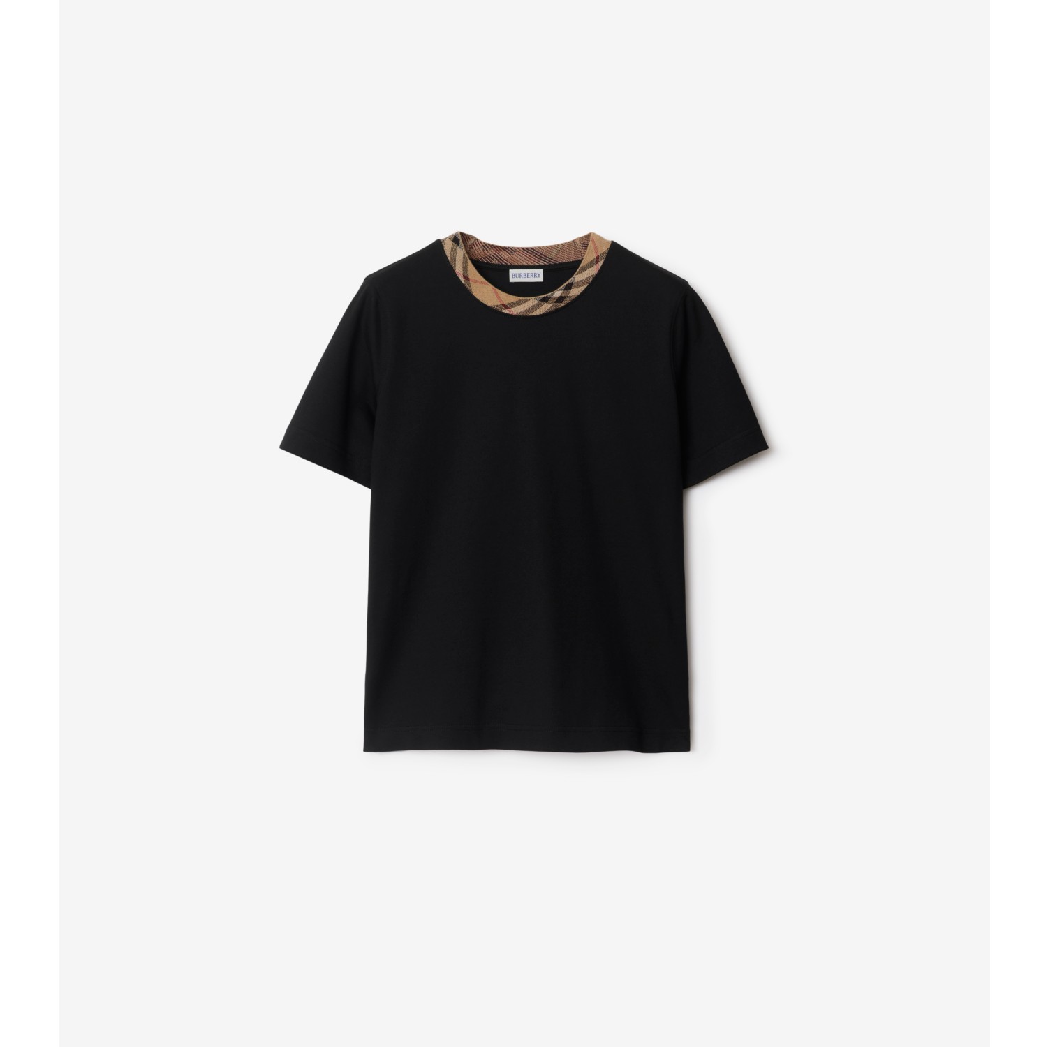 Camiseta de algodão com detalhe Check