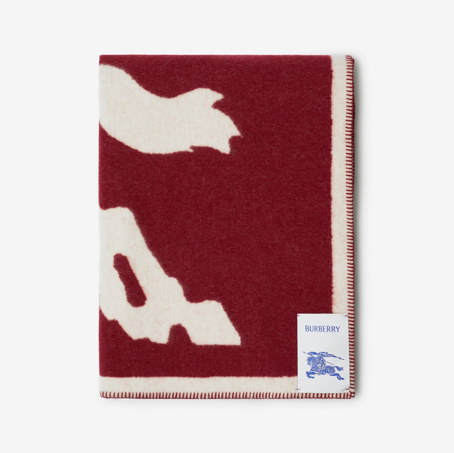 马术骑士徽标羊毛毯 (树莓红) | Burberry® 博柏利官网