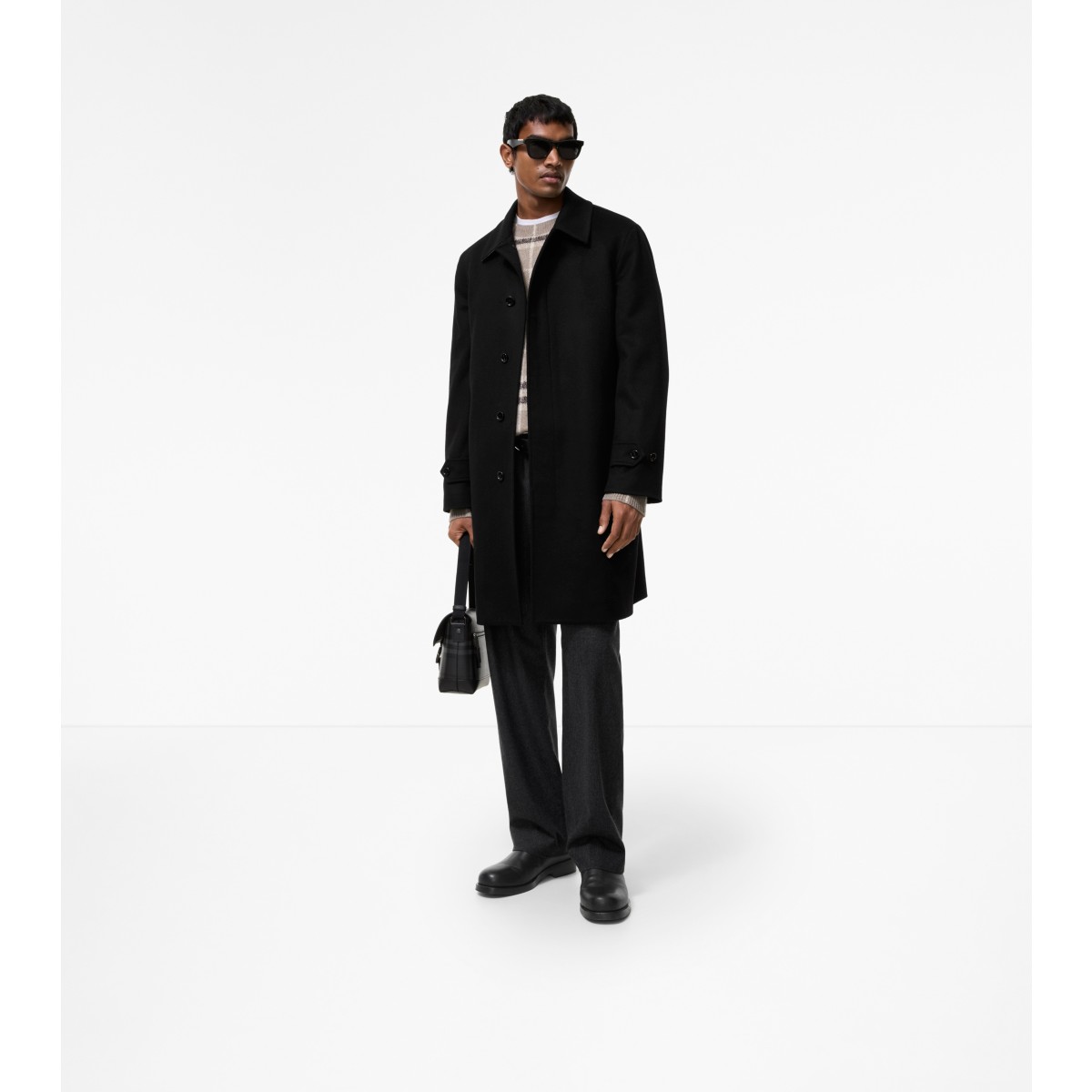  Check Mid-length Cashmere Car Coat