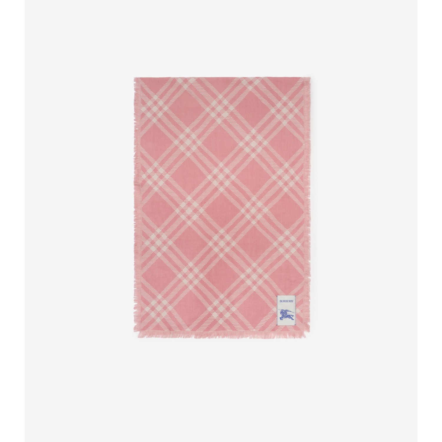 Wide Check Wool Silk Scarf