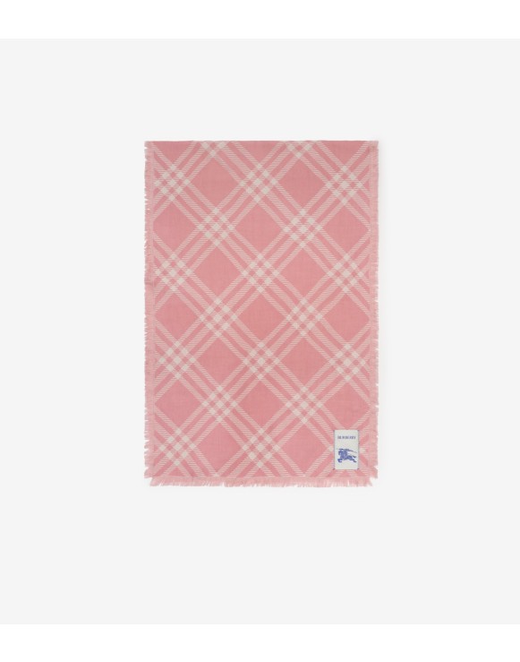 Wide Check Wool Silk Scarf