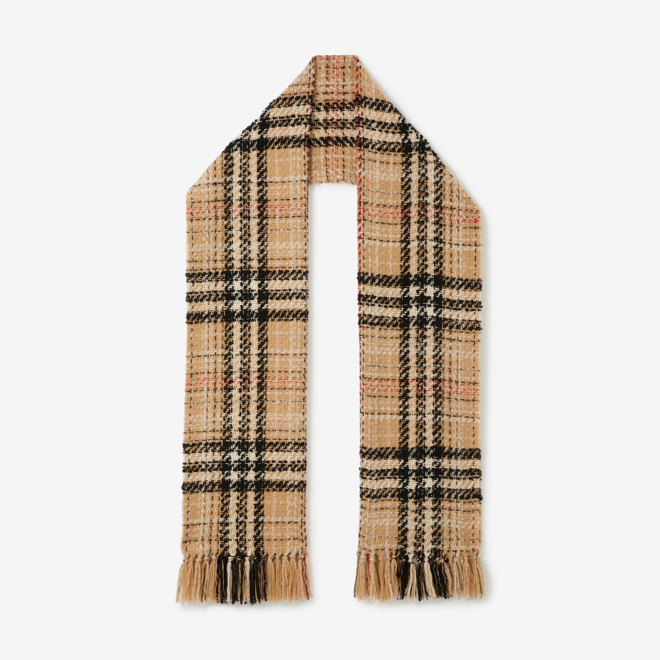 Check Cashmere Silk Blend Tweed Scarf in Archive Beige | Burberry® Official - 1