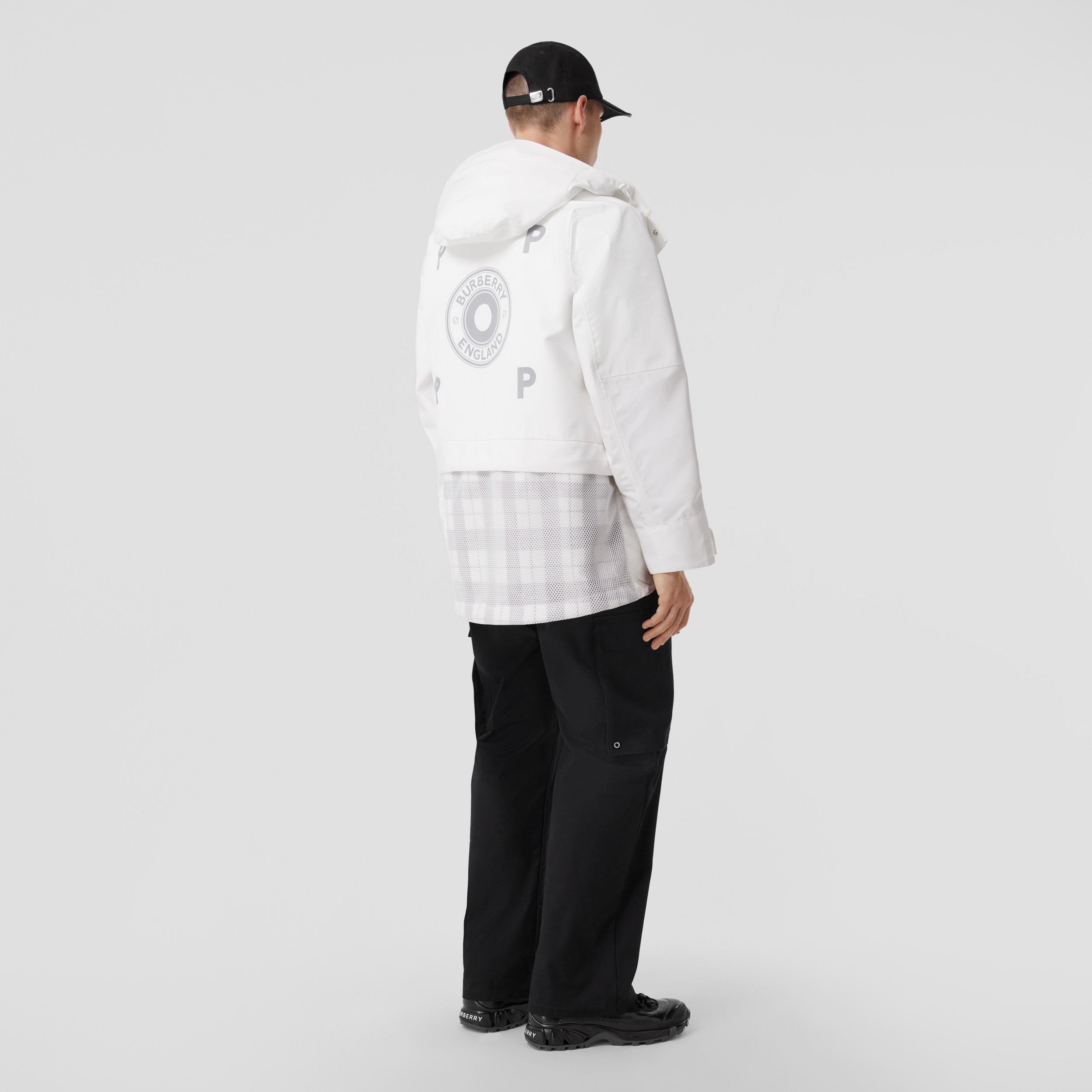 Parka con panel Check reflectante y capucha (Blanco) - Hombre | Burberry®