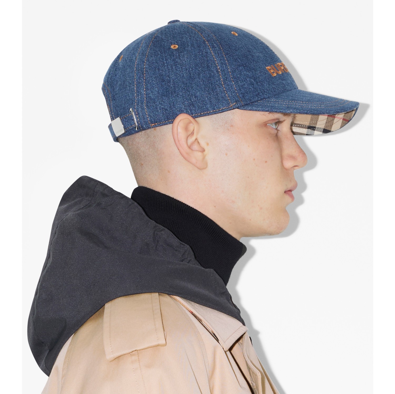 Embroidered Logo Denim Burberry® Cap Baseball in | indigo Official Washed