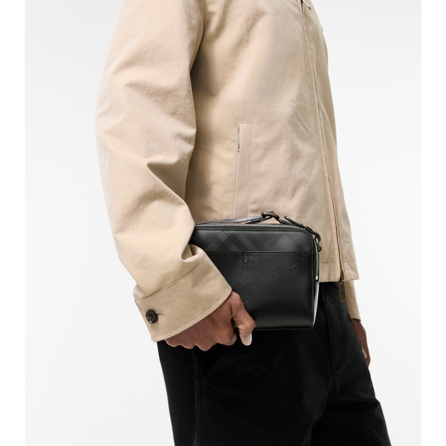 Pop Check Crossbody Bag in Black/iron grey - Men, Leather | Burberry® Official