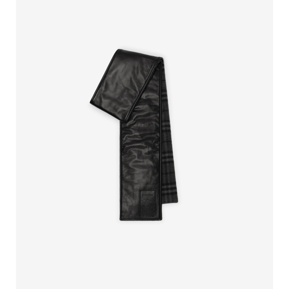  Check Narrow Reversible and Leather Scarf