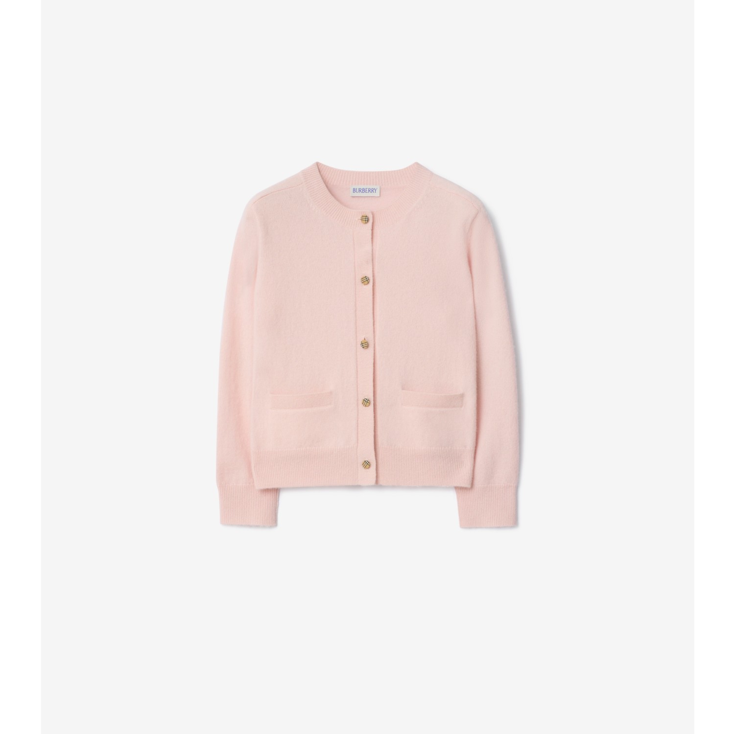 Woll-Kaschmir-Cardigan mit Check-Patch