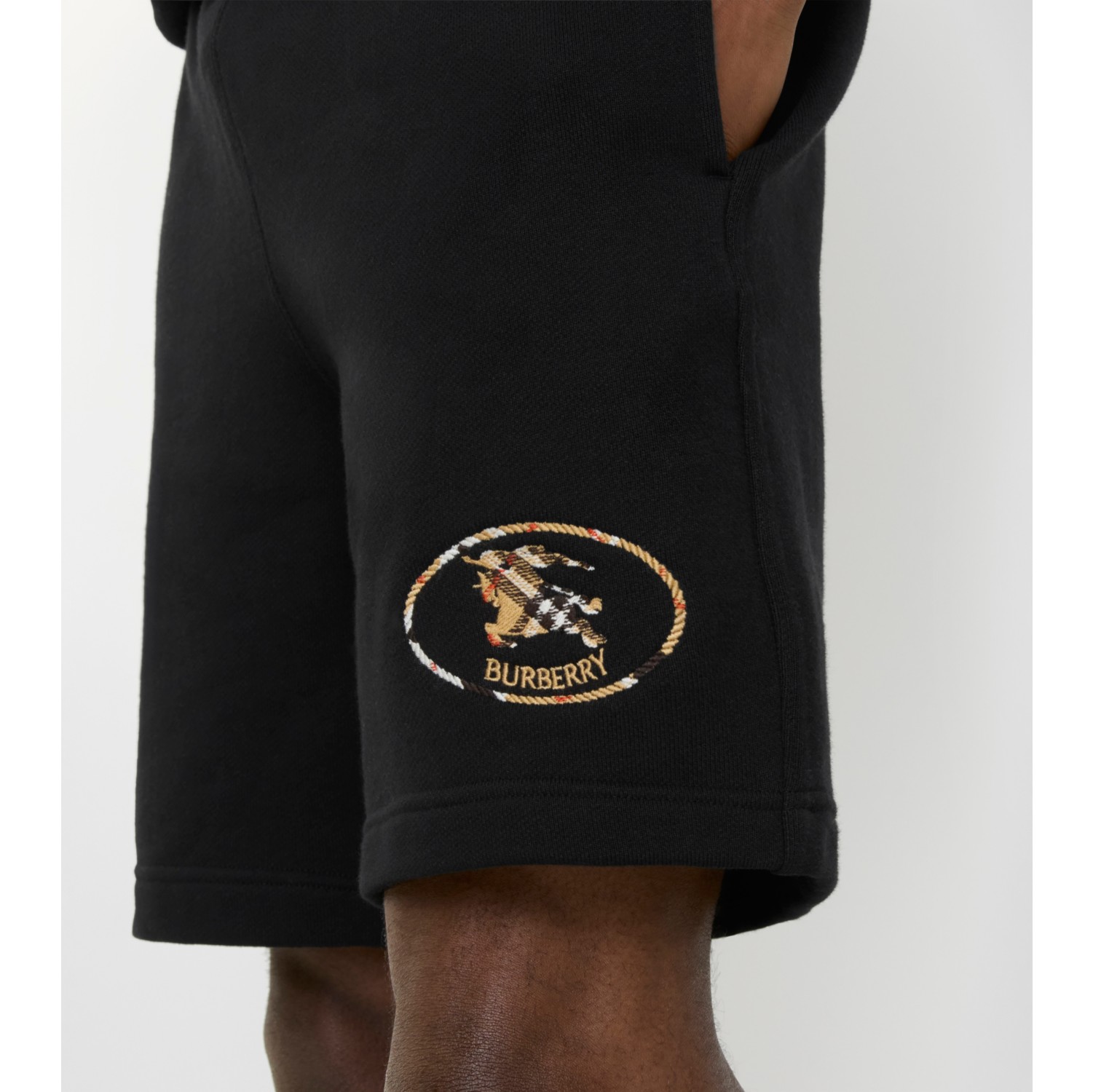 Check Knight Stamp Cotton Shorts in Black - Men | Burberry® Official