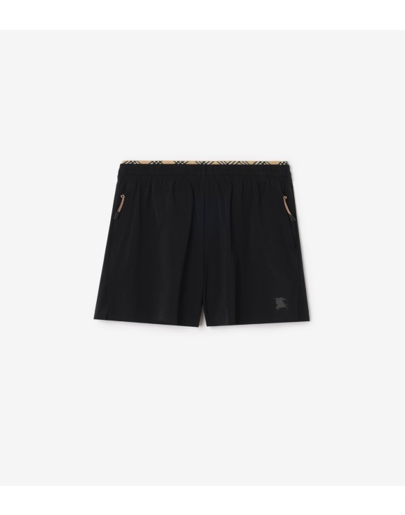 Check Trim Stretch Nylon Shorts
