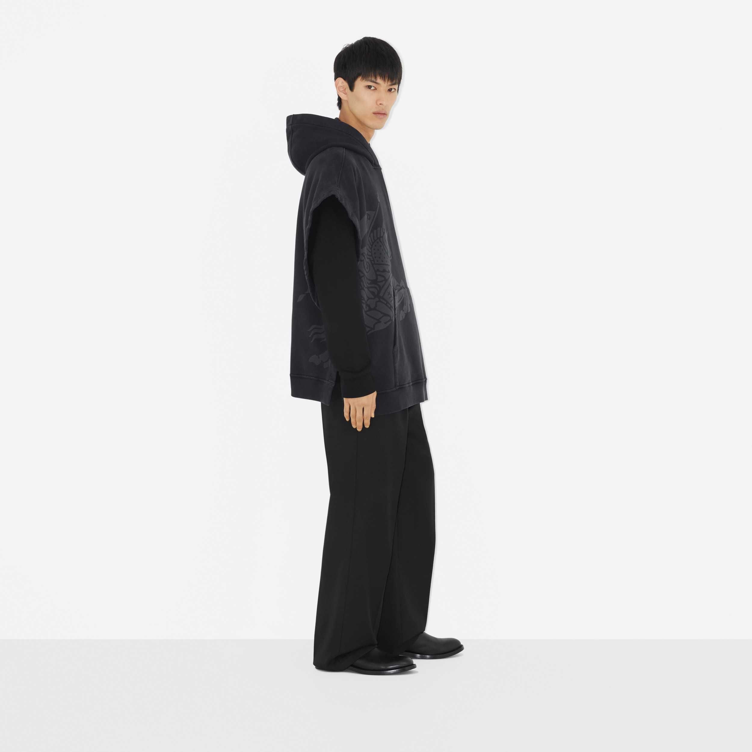 Poncho en algodón con capucha y EKD (Negro) | Burberry® oficial - 3