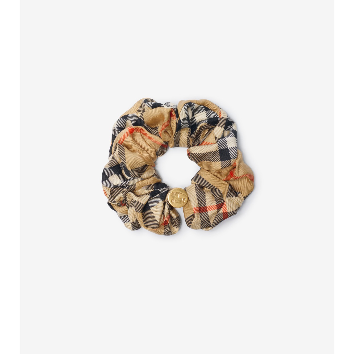 Check Silk Scrunchie in Sand beige | Burberry® Official