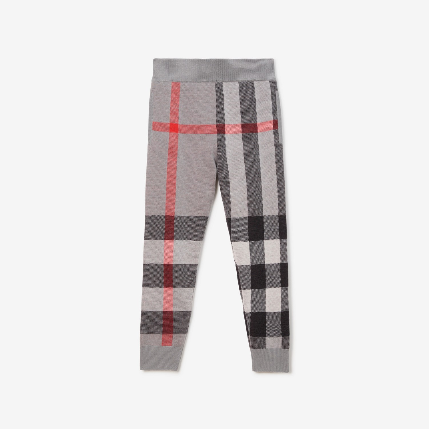 格纹羊毛慢跑裤 (冷炭灰色) | Burberry® 博柏利官网