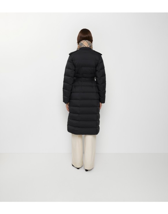 Long Nylon Hooded Puffer Coat