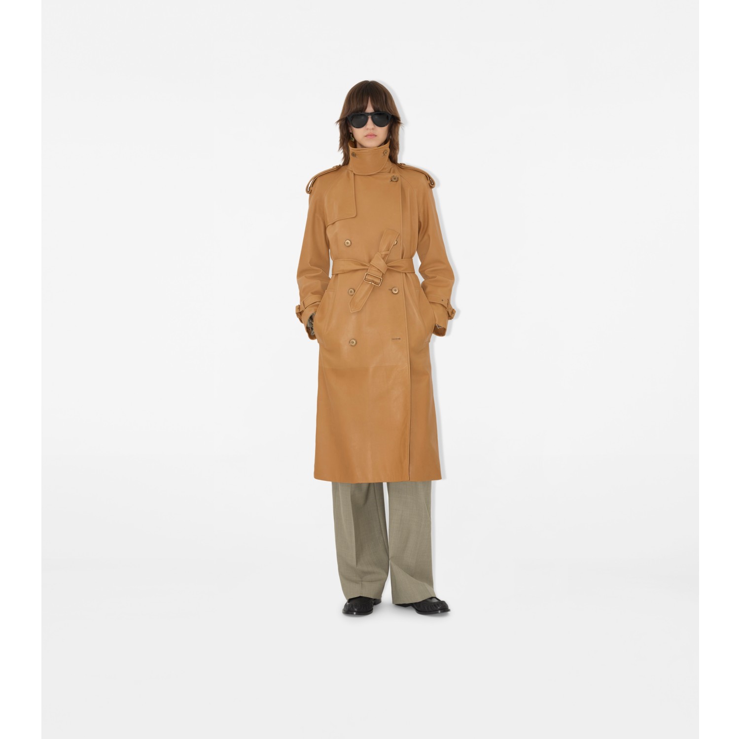 Trench long Castleford en cuir