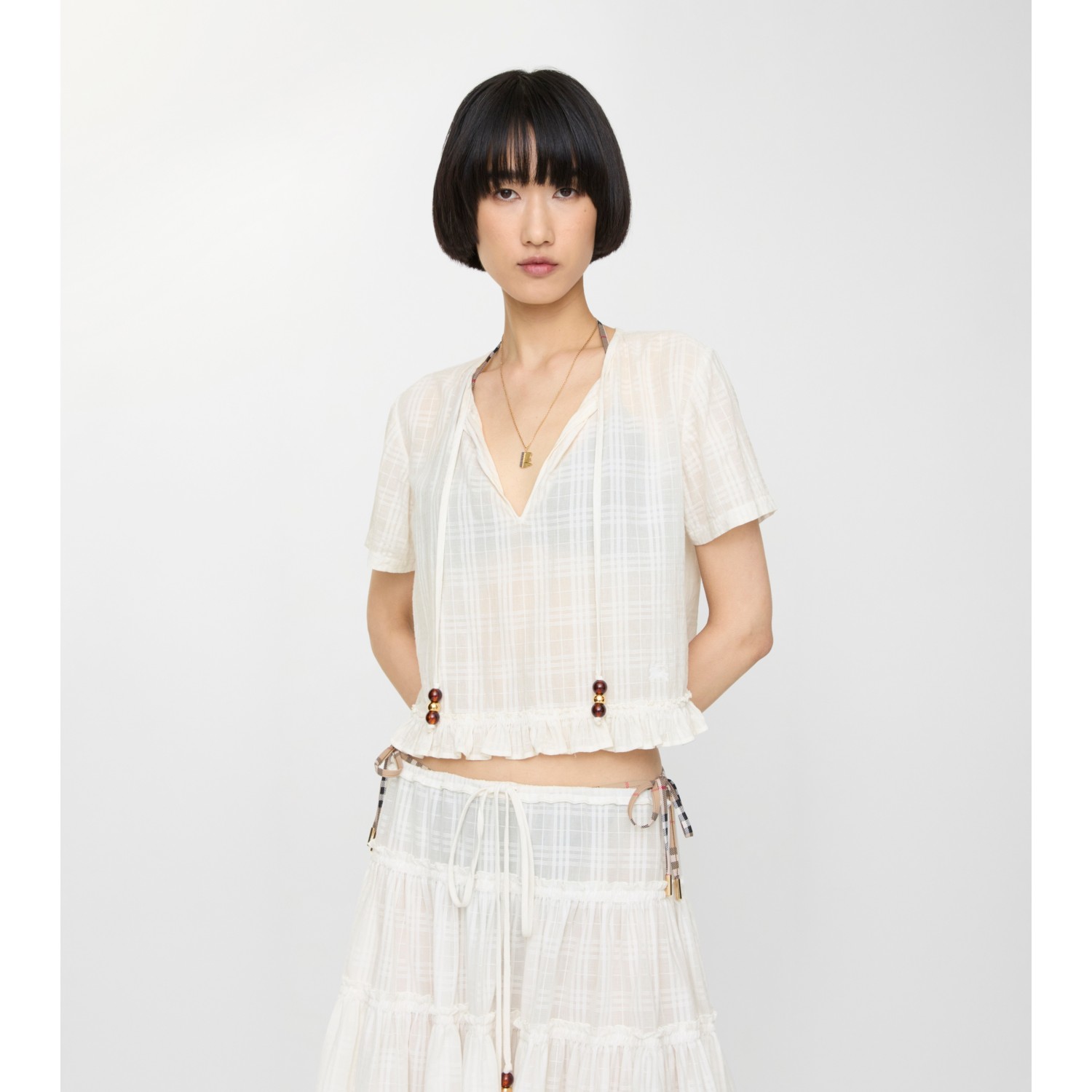 Check Cotton Voile Blouse - thumbnail 2