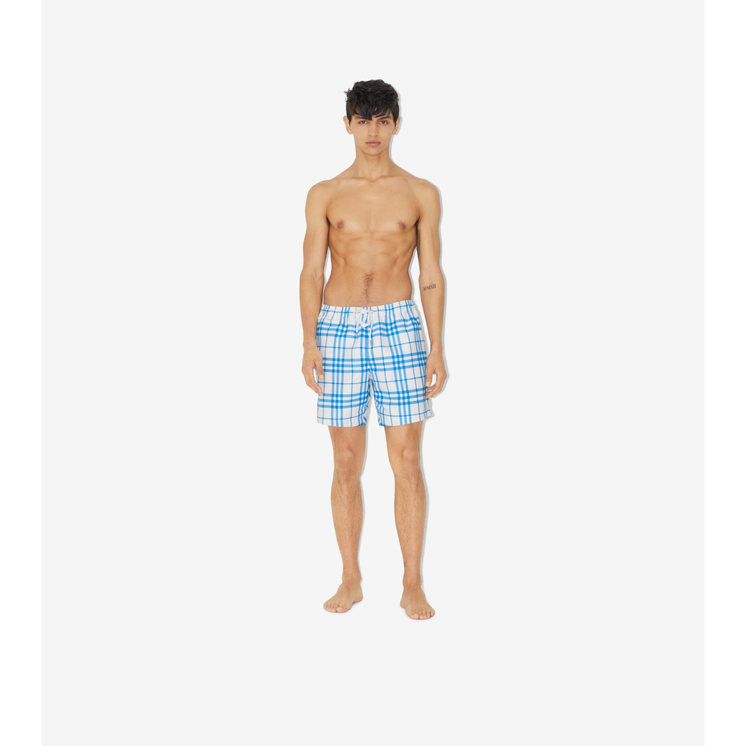 Burberry check best sale drawcord swim shorts