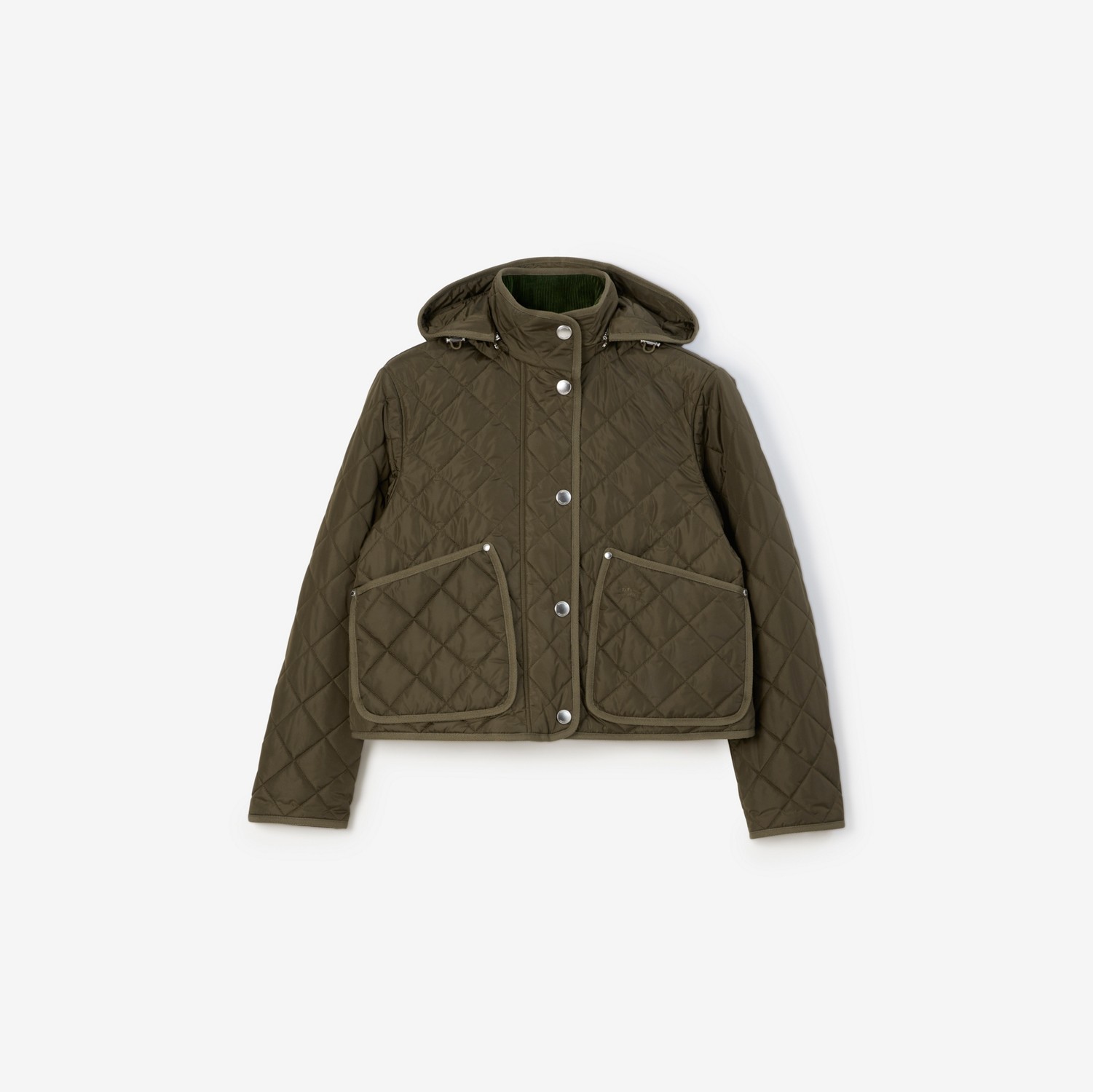 Quilted Nylon Cropped Jacket in Dark Military Khaki - Women | Burberry® Official