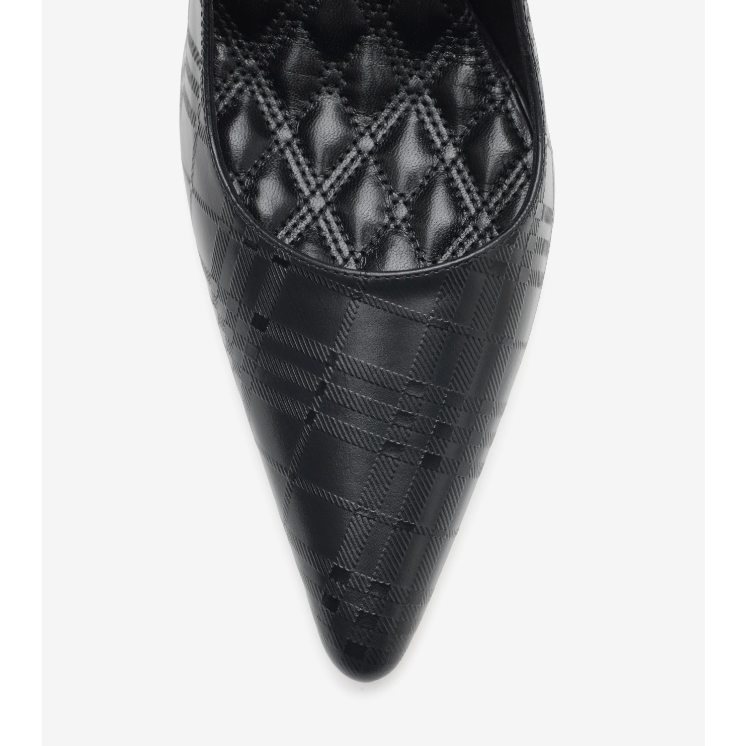 Check Leather Dame High Pumps