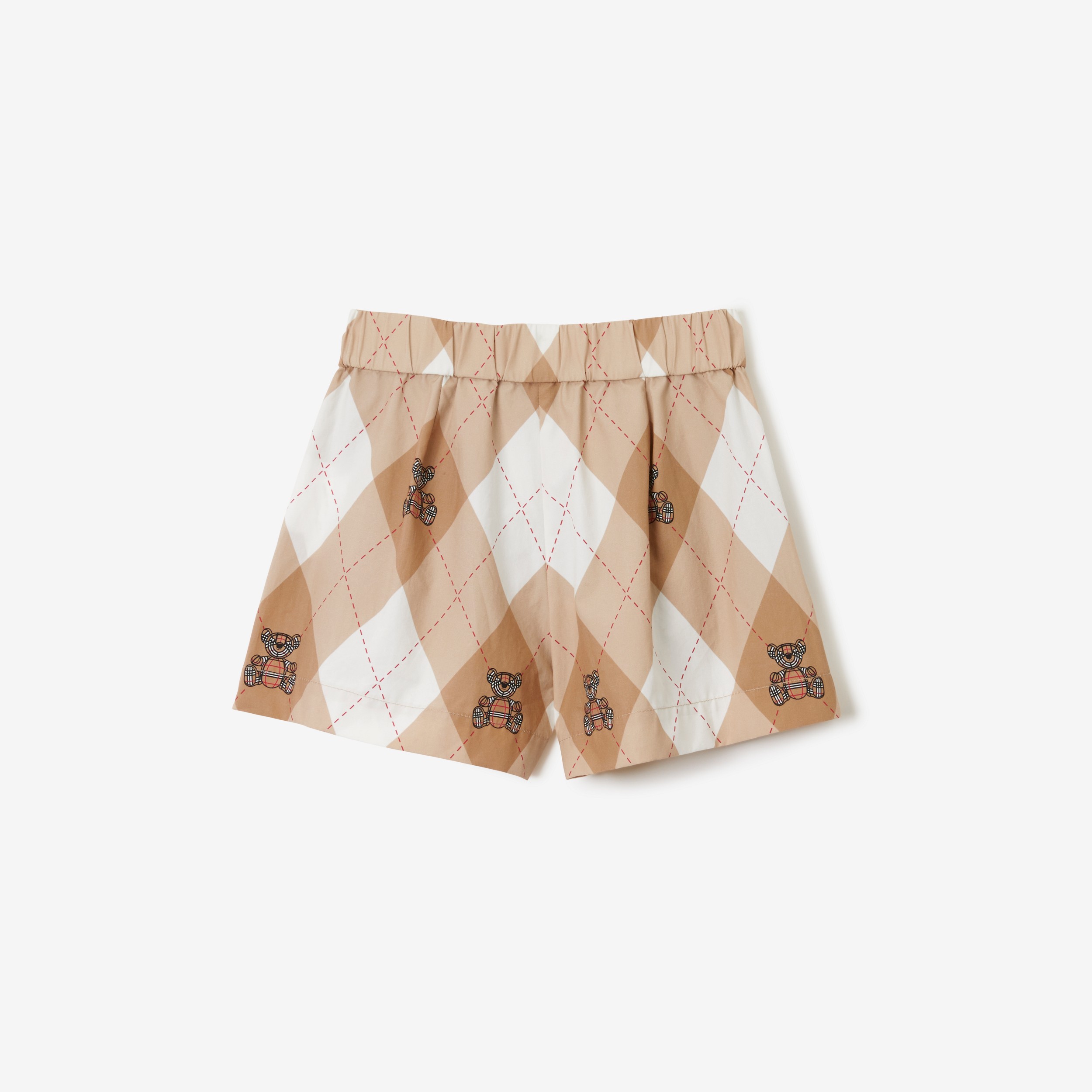 Thomas Bear Argyle Print Cotton Shorts in Soft Fawn | Burberry® Official - 2