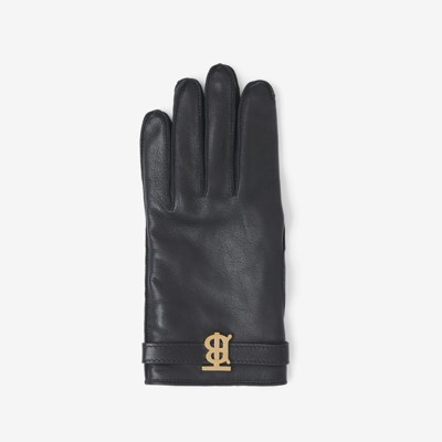 Burberry logo-debossed leather gloves - Black